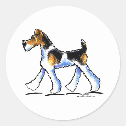 Wire Fox Terrier Trot Classic Round Sticker