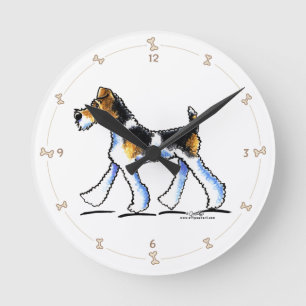 Wire Fox Terrier Trot Round Clock