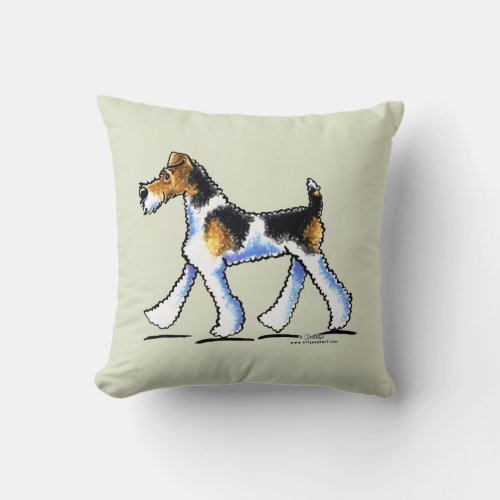 Wire Fox Terrier Trot Throw Pillow