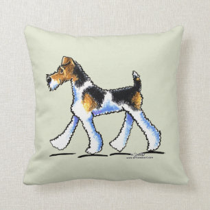 Wire Fox Terrier Trot Throw Pillow