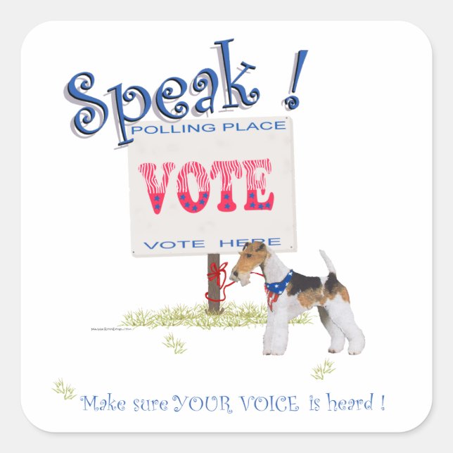 Wire Fox Terrier Voting Voice Square Sticker (Front)