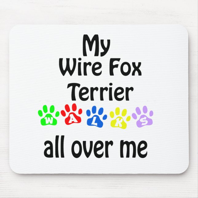 Wire Fox Terrier Walks Design Mouse Pad (Front)