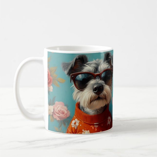 Wire Fox Terrier with Heart Roses Valentine's Day Coffee Mug (Left)