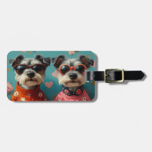 Wire Fox Terrier with Heart Roses Valentine's Day Luggage Tag