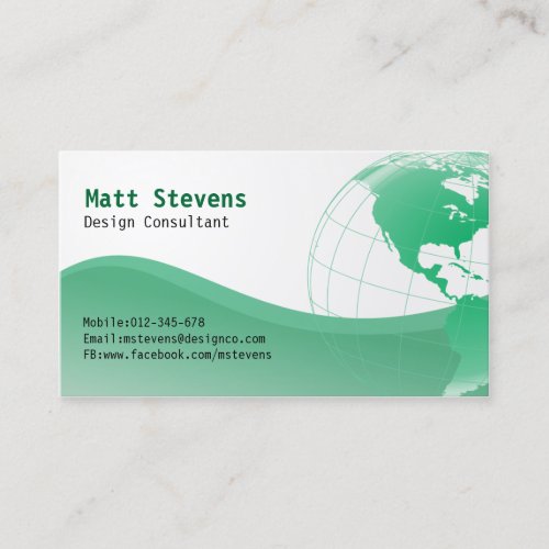 Wire Green Globe Americas Business Card