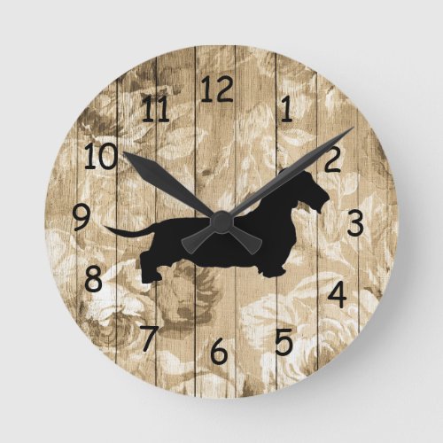 Wire Hair Dachshund Faux Wood Wall Clock