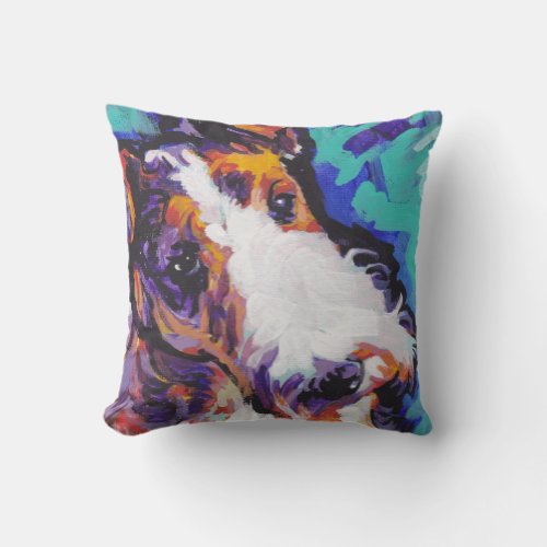 Wire hair Fox Terrier Bright Colorful Pop Dog Art Throw Pillow