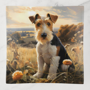 Wire Hair Fox Terrier In Autumn Countryside Trinket Tray
