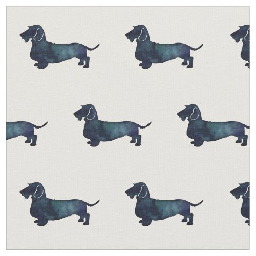 Wire Haired Dachshund Black Watercolor Silhouette Fabric