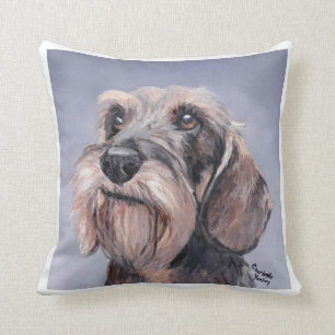Wire Haired Dachshund Canine Dog Art Pillow