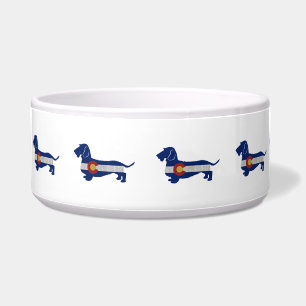 Wire Haired Dachshund Colorado Flag Silhouette Bowl