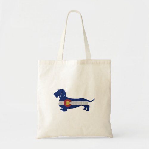 Wire Haired Dachshund Colorado Flag Silhouette Tote Bag