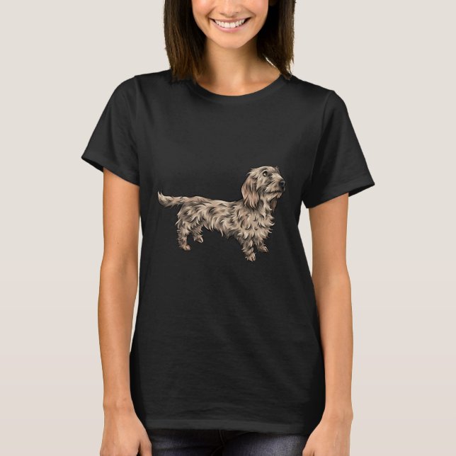 Wire Haired Dachshund Cute Dog Art T-Shirt (Front)