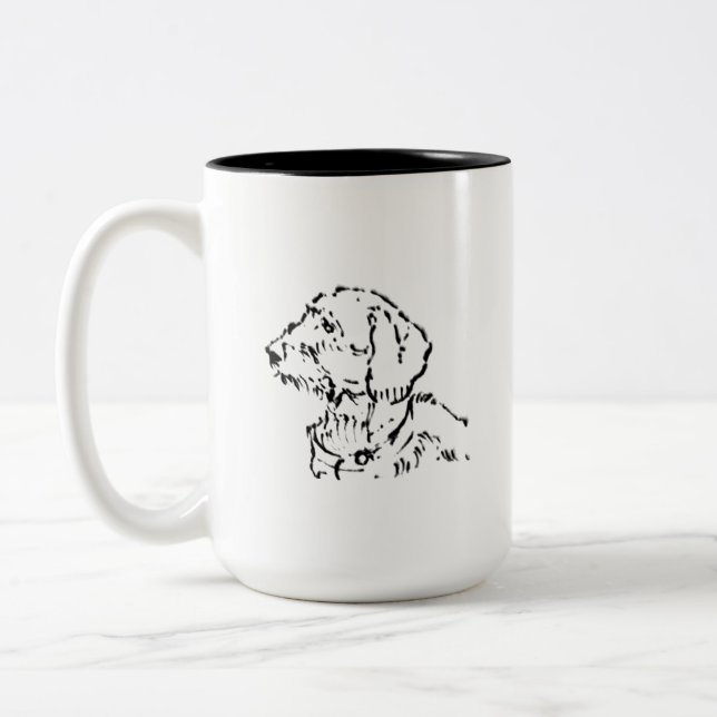 Wire Haired Dachshund Dog Mom Coffee Two-Tone Coffee Mug (Left)