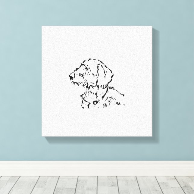 Wire Haired Dachshund Dog Parent Canvas Print (Insitu(Wood Floor))