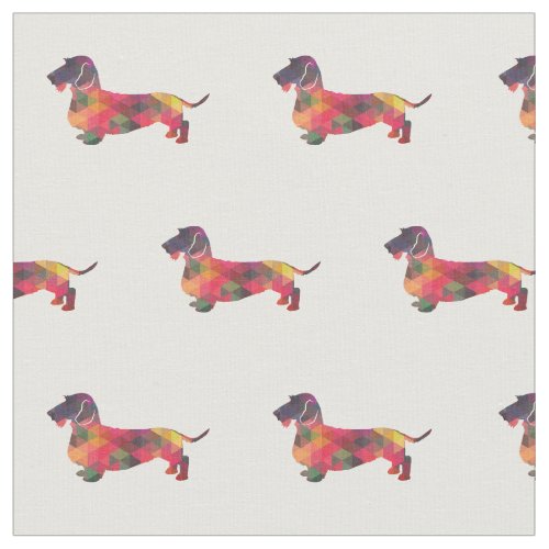 Wire Haired Dachshund Geo Dog Silhouette Multi Fabric