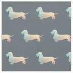 Wire Haired Dachshund Geo Dog Silhouette Pastel Fabric