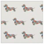 Wire Haired Dachshund Geo Dog Silhouette Plaid Fabric