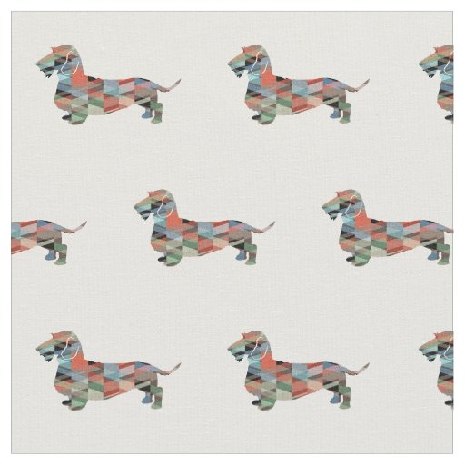 Wire Haired Dachshund Geo Dog Silhouette Plaid Fabric