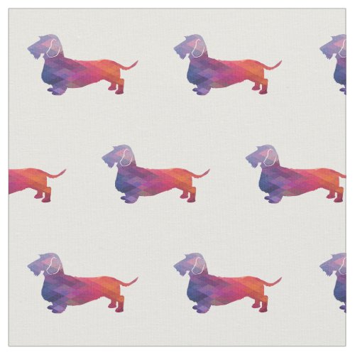 Wire Haired Dachshund Geo Dog Silhouette Purple Fabric