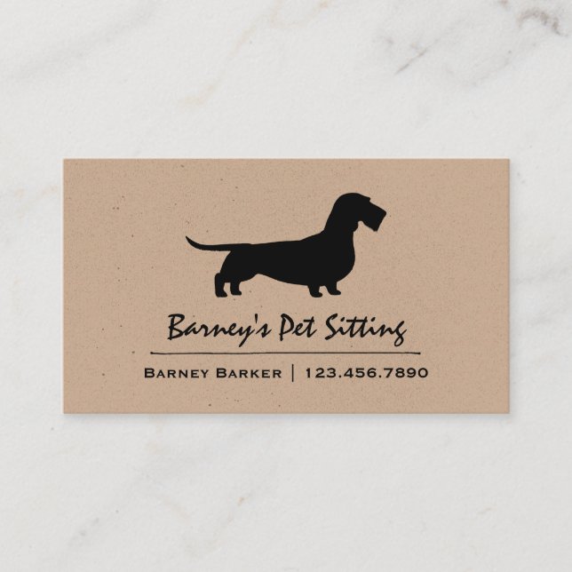 Wire Haired Dachshund Silhouette | Cool Wiener Dog Business Card (Front)