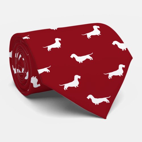 Wire Haired Dachshund Silhouettes Pattern Wieners Tie