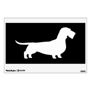 Wire Haired Dachshund - White on Black Wall Sticker
