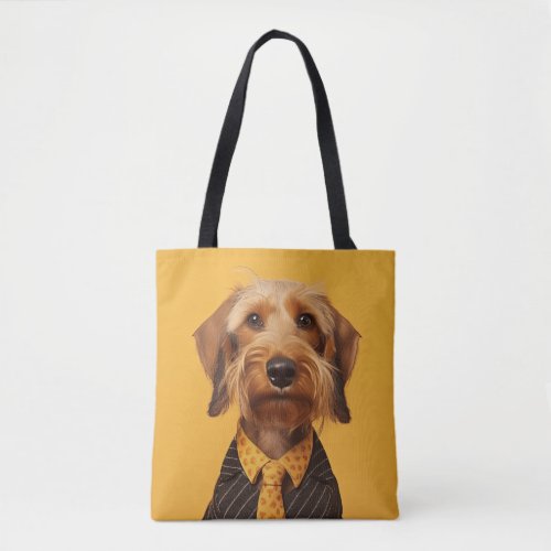 Wire Haired Dachshung On Yellow Tote Bag