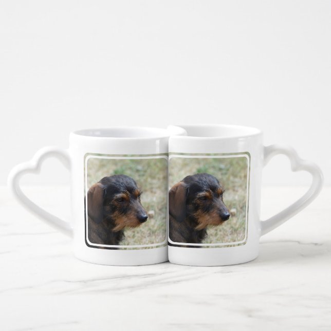 Wire Haired Daschund Dog Coffee Mug Set (Front Nesting)