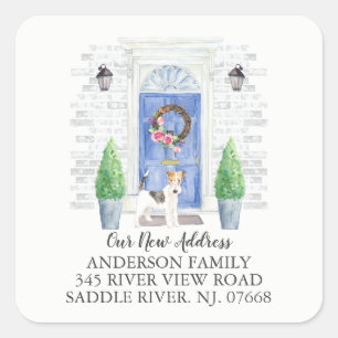 Wire Haired Fox Terrier Blue Door Address Label