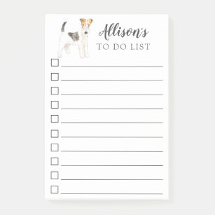 Wire Haired Fox Terrier Personalized To Do List Post-it Notes
