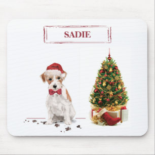 Wire Haired Jack Russell Funny Christmas Dog Mouse Pad