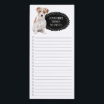 Wire Haired Jack Russell Shopping List Magnetic Notepad<br><div class="desc">Adorable things to fetch Wire Haired Jack Russell dog with a black chalkboard frame personalized with your name.</div>