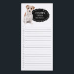 Wire Haired Jack Russell Shopping List Magnetic Notepad<br><div class="desc">Adorable things to fetch Wire Haired Jack Russell dog with a black chalkboard frame personalized with your name.</div>