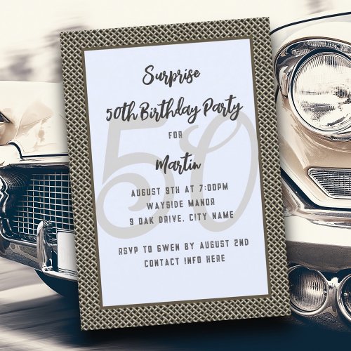 Wire Mesh Adult Male Birthday Party Invitation