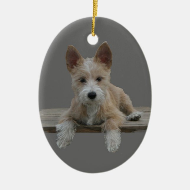 Wire Portuguese Podengo Pequeno Ceramic Ornament (Front)