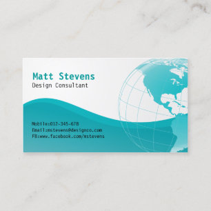 Wire Turquoise Globe Americas Business Card