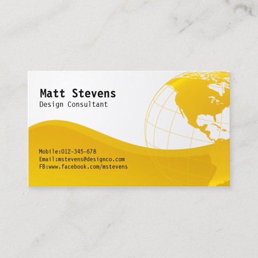 Customizable Wire Yellow Globe Americas Business Card