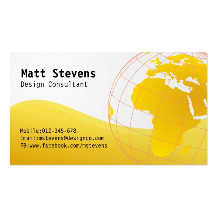 Wire Yellow Globe Europe Africa Business Card