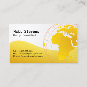Wire Yellow Globe Europe Africa Business Card
