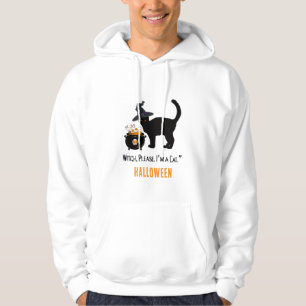wired cat with a witch hat in halloween editable hoodie
