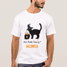 wired cat with a witch hat in halloween editable