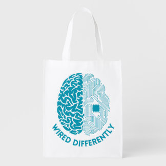 Wired Differently – Brain with Electronic Wiring   Grocery Bag