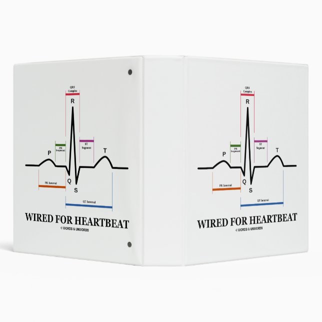 Wired For Heartbeat ECG/EKG Sinus Rhythm 3 Ring Binder (Background)