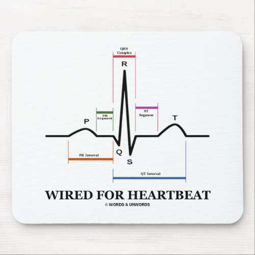 Wired For Heartbeat ECGEKG Sinus Rhythm Mouse Pad