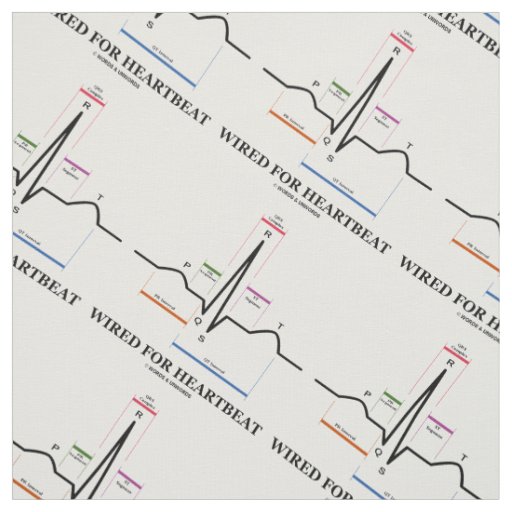 Wired For Heartbeat Electrocardiogram ECG EKG Fabric