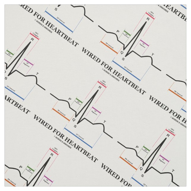 Wired For Heartbeat Electrocardiogram ECG EKG Fabric (Swatch)