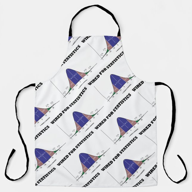Wired For Statistics Stats Bell Curve Humor Apron (Front)