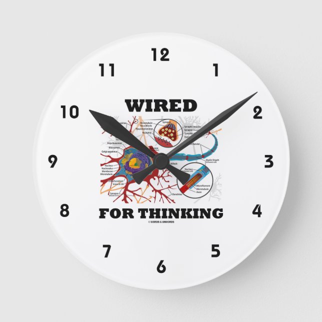 Wired For Thinking (Neuron Synapse) Round Clock (Front)