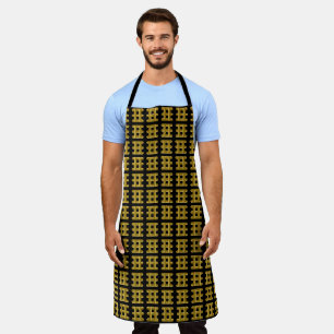 Wired Golden Cord Squared Pattern Gold On Black Apron